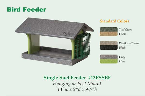 Amish Recycled Poly Hopper Feeder w/Single Suet